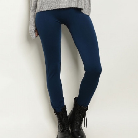 2PC Fleece Lined High Waist Leggings 1Black 1Navy - Picture 4 of 6